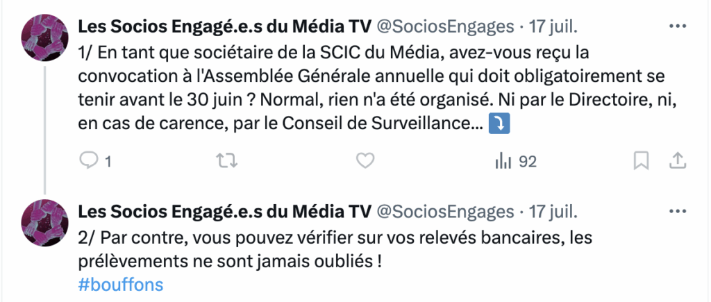 tweet du faux compte d'Antoine du 17 juillet 2025