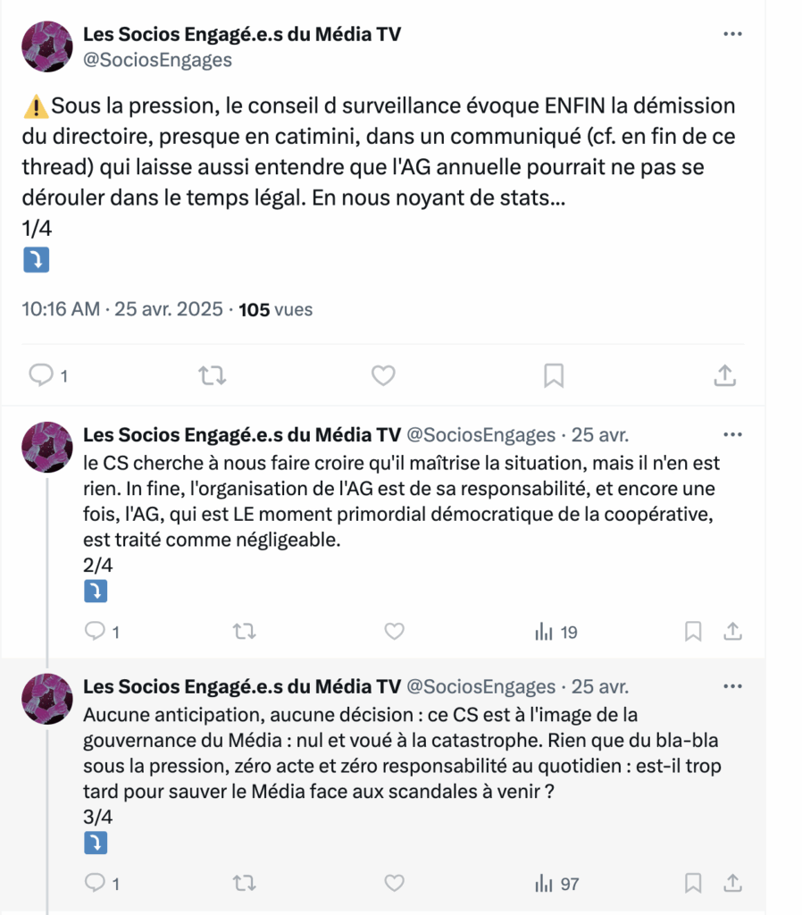 tweets du faux compte d'Antoine du 25 avril 2025